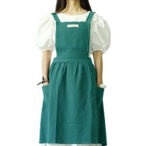 Tablier femme en coton et lin avec dos incliné et poche pour jardinage photo avec ceinture - Vert fruit