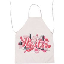 Tablier imprimé lettre ongles rose, robe de cuisine de restaurant, tablier de travail de peinture en coton et lin pour la cuisine à domicile