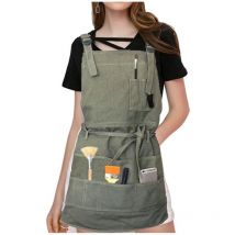 Tablier Tablier professionnel en toile avec poches pour femmes hommes adultes, ajustable Café lait thé salon de coiffure fleuriste restaurant bar