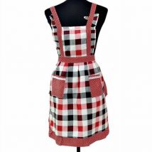 Tablier vintage à carreaux rouges avec poches pour femmes, filles, dames, joli tablier à volants, tabliers de Noël rouges, tabliers rétro pour la