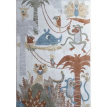 Thedecofactory - tablo jungle - Tapis enfant motif jungle gris jaune 100x150