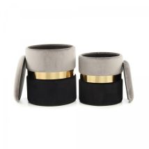 Tabouret de bar – Lot de 2 – Polyester doux – Hauteur 38/44 cm – Motifs contemporains – OKO