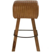 M&s - Tabouret de bar saut de cheval en bois et cuir - samir
