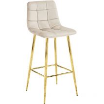 Tabouret ARCETO - velours beige / Pieds OR x 1
