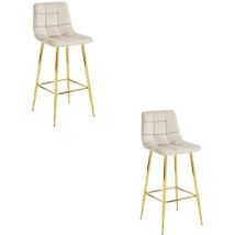 Tabouret ARCETO - velours beige / Pieds OR x 2