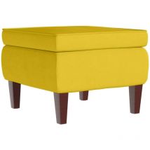 Tabouret assise repose-pieds avec pieds en bois assise en velours jaune DEC026307
