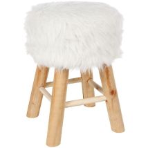 Tabouret Oslo effet fourrure blanc - Atmosphera créateur d'intérieur