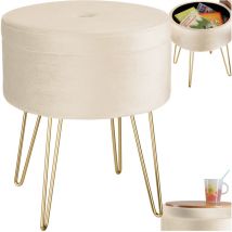 Tectake - Tabouret avec coffre de rangement aspect velours transformable ava -