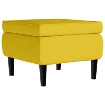 Tabouret avec pieds en bois Jaune Velours Vidaxl