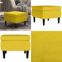 Tabouret avec pieds en bois Jaune Velours - tabouret - tabourets - Home & Living - Jaune