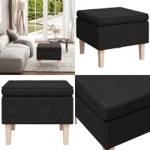 Tabouret avec pieds en bois Noir Tissu - tabouret - tabourets - Home & Living - Noir