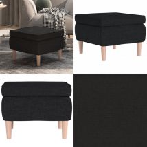 Tabouret avec pieds en bois Noir Tissu - tabouret - tabourets - Home & Living - Noir