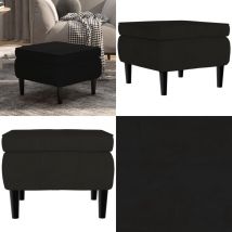 Tabouret avec pieds en bois Noir Velours - tabouret - tabourets - Home & Living - Noir