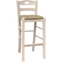 Tabouret avec poignée dans le dossier h 66 cm brut avec assise en paille