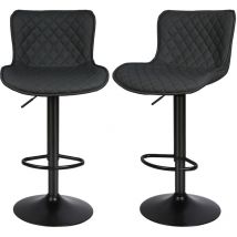 Sifree - 2 x Tabouret de Bar Industrielle Vintage, Rotatif à 360°et Hauteur Réglable 55-75cm, Siège Cuisine avec Dossier et Repose-Pieds, Charge Max