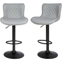 Sifree - 2 x Tabouret de Bar Industrielle Vintage, Rotatif à 360°et Hauteur Réglable 55-75cm, Siège Cuisine avec Dossier et Repose-Pieds, Charge Max