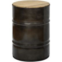 Tabouret bas bidon industriel metal 31 dia x 45 cm