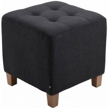 Décoshop26 - Tabouret bas repose-pieds pouf capitonné en tissu noir pieds en bois 45x46 cm 100000162