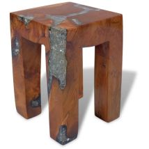 Doc&et² - Tabouret Bois de teck massif et résine - The Living Store - Multicolore