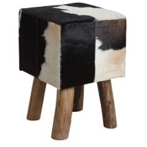 Aubry Gaspard - Tabouret carré en peau de vache