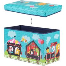 Helloshop26 - Tabouret coffre boîte jouet pouf rangement enfant bleu