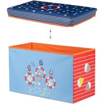 Helloshop26 - Tabouret coffre boîte jouet pouf rangement enfant bleu