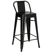 Tabouret court Paris Back 66cm noir insp. Tolix