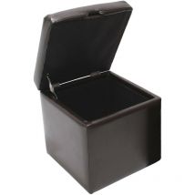 Mendler - Tabouret cube, box de dépôt Onex, avec abattant, cuir, 45x44x44cm - marron