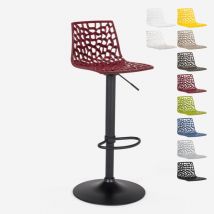 Tabouret Design Cuisine Bar Base Noire Mate Réglable Grand Soleil Spider Matt - Bordeaux