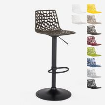 Tabouret Design Cuisine Bar Base Noire Mate Réglable Grand Soleil Spider Matt - Marron