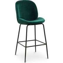 Privatefloor - Tabouret en velours avec dossier - Design rétro - Elias Vert foncé