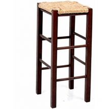 Okaffarefatto - Tabouret de bar avec assise carrée 30x30 paille h 60 cm en noyer pieds droits