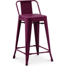 Tabouret de bar avec dossier - Design industriel - 60cm - Nouvelle édition - Stylix Violet