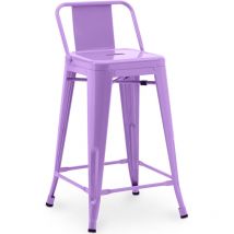 Tabouret de bar avec dossier - Design industriel - 60cm - Nouvelle édition - Stylix Violet Clair