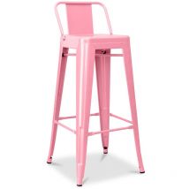 Tabouret de bar avec dossier - Design industriel - 76cm - Nouvelle édition - Stylix Rose