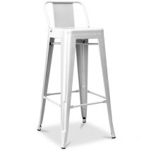 Tabouret de bar avec dossier - Design industriel - 76cm - Nouvelle édition - Stylix Blanc