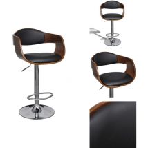 Tabouret de bar bois courbé et similicuir - Tabouret De Bar - Tabouret De Cuisine - Chaise De Bar - Fauteuil De Bar - Meuble De Salon