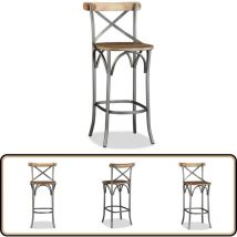 Tabouret de bar Bois de manguier massif - Tabouret De Bar - Tabouret Industriel - Tabouret Cuisine - Mobilier Industriel - Chaise Haute
