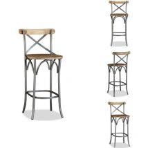 Tabouret de bar Bois de manguier massif - Tabouret De Bar - Tabouret Industriel - Tabouret Cuisine - Mobilier Industriel - Chaise Haute