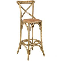 Aubry Gaspard - Tabouret de bar bois et rotin Bistrot chic
