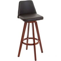 Tabouret de bar HHG-569, chaise de bar tabouret de comptoir, bois similicuir pivotant, marron