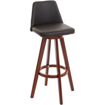 Tabouret de bar HHG 569, chaise de bar tabouret de comptoir, bois similicuir pivotant, marron