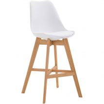 Tabouret de bar Cannes avec coque en plastique Blanc Nature