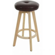 Tabouret de bar chaise haute de bar assise rotatif bordeaux pieds en bois clair 040001245