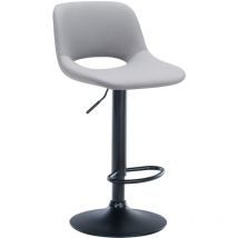 Tabouret de bar chaise haute x1 avec repose-pieds en pvc gris piètement métallique noir 100004583