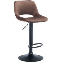 Tabouret de bar chaise haute x1 avec repose-pieds en velours marron piètement métallique noir 100004601