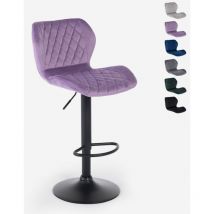 Tabouret de bar de cuisine moderne réglable en tissu velours Jersey - Pourpre
