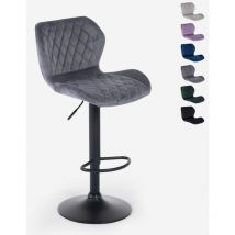 Tabouret de bar de cuisine moderne réglable en tissu velours Jersey - Gris foncé
