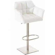 CLP - Tabouret de bar Damaso en similicuir Blanc Acier inoxydable