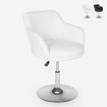 Tabouret de bar de cuisine pivotant avec accoudoirs réglables Ober - Blanc